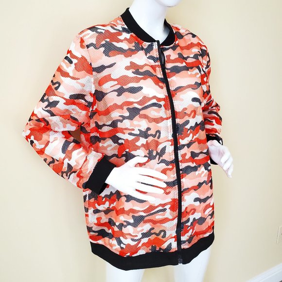 Touch Me Orange Camouflage Mesh Stretch Outerwear SZ 1X - Picture 3 of 8